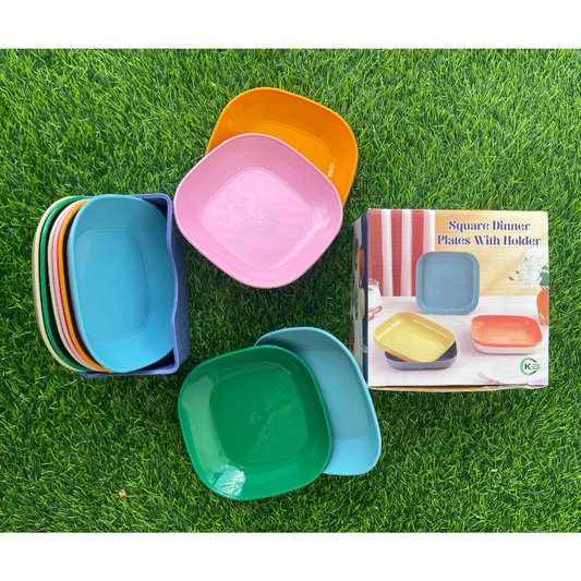 Square Dinner Plates With Holder